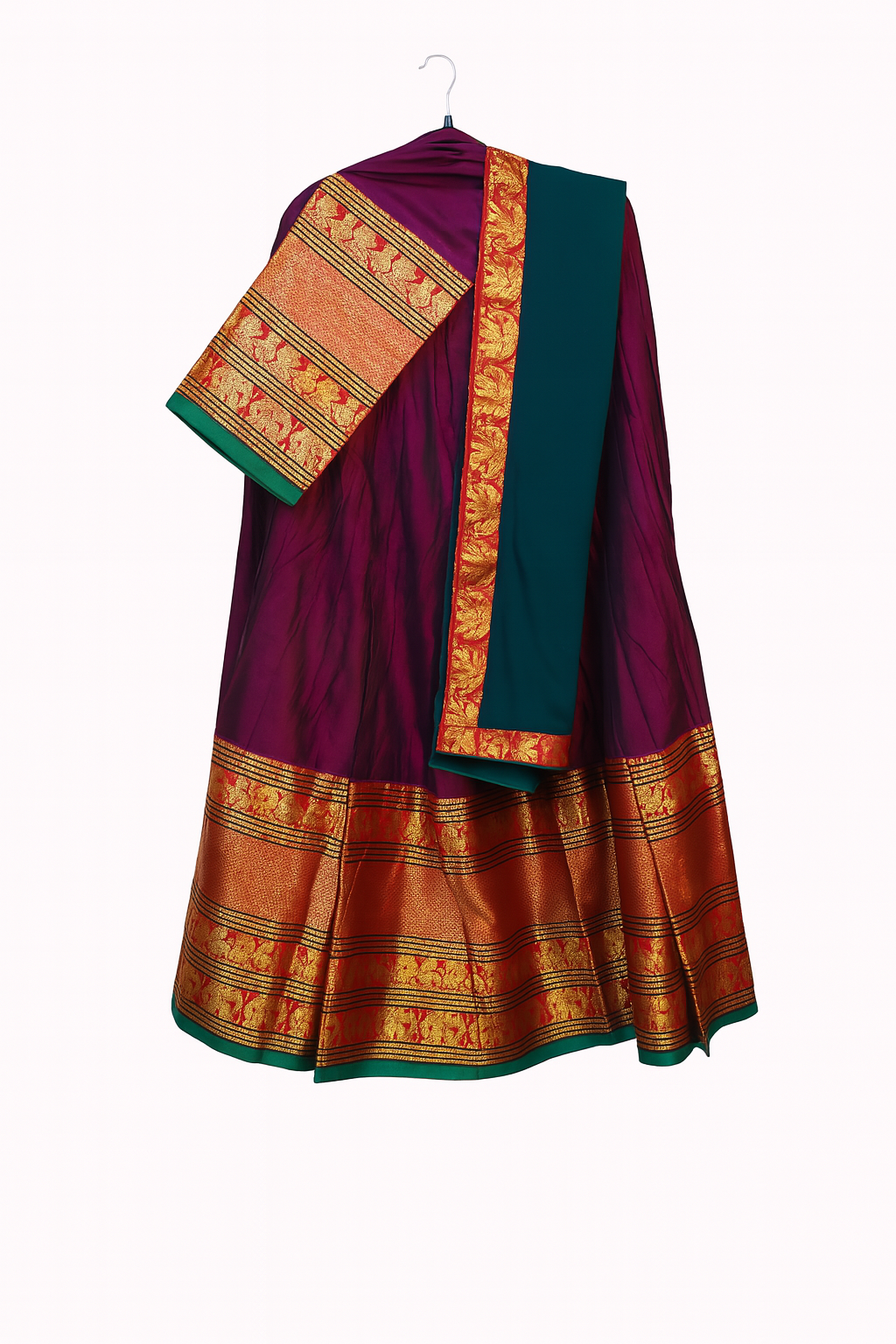 Purple + Green Half Saree (Narayanapet)