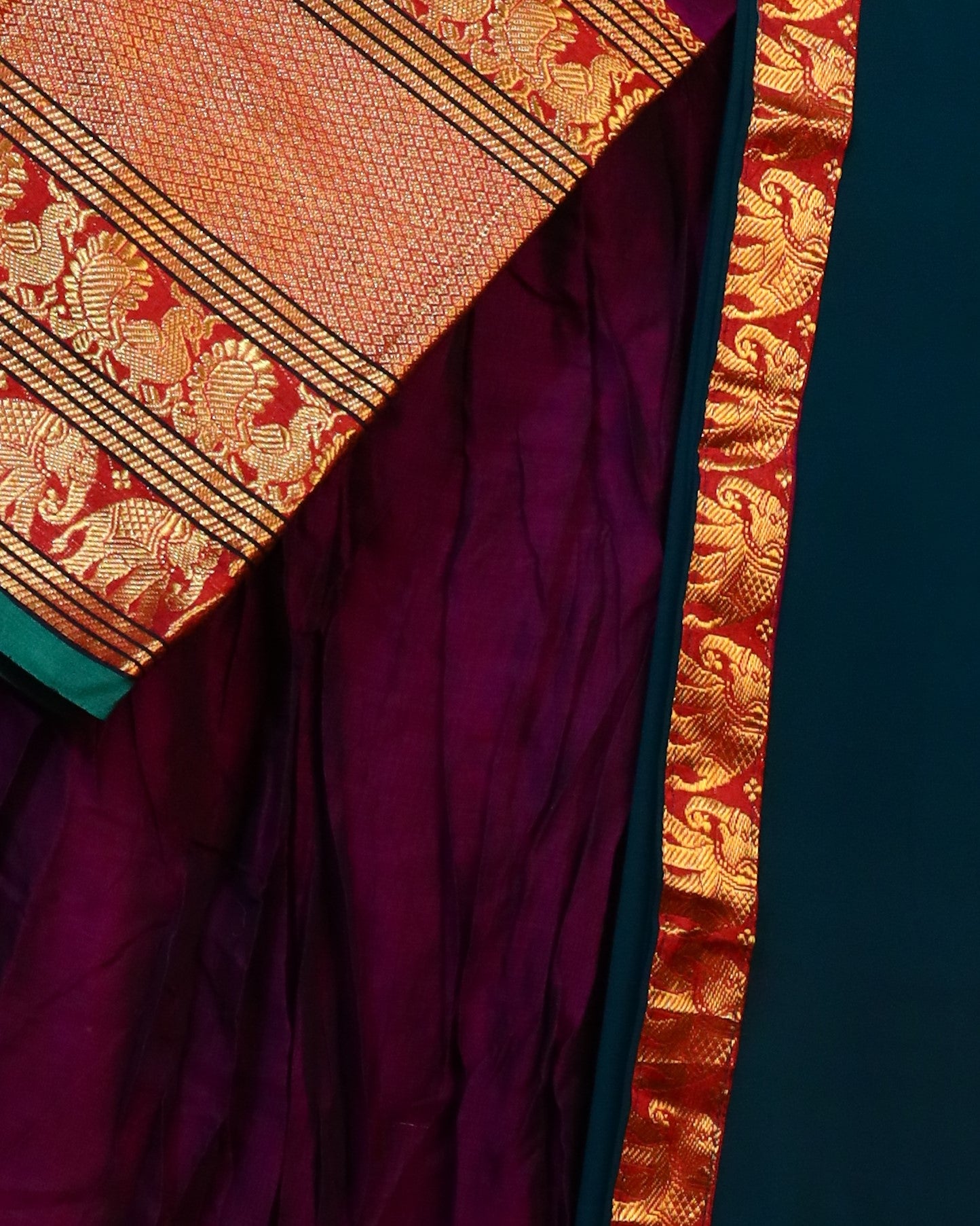Purple + Green Half Saree (Narayanapet)