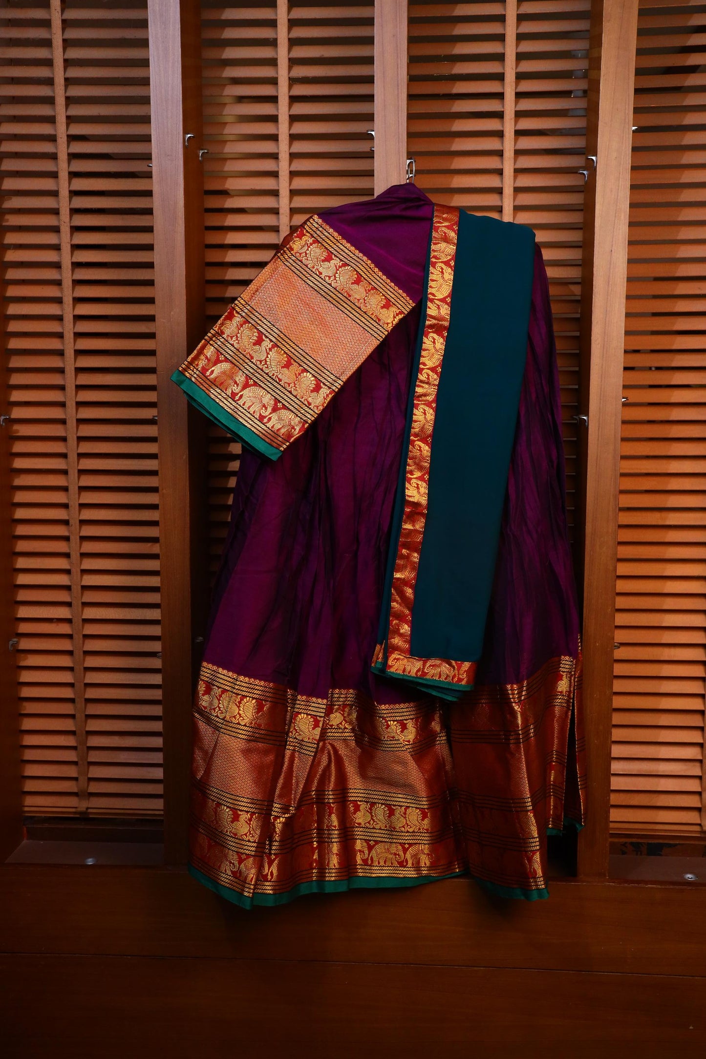 Purple + Green Half Saree (Narayanapet)