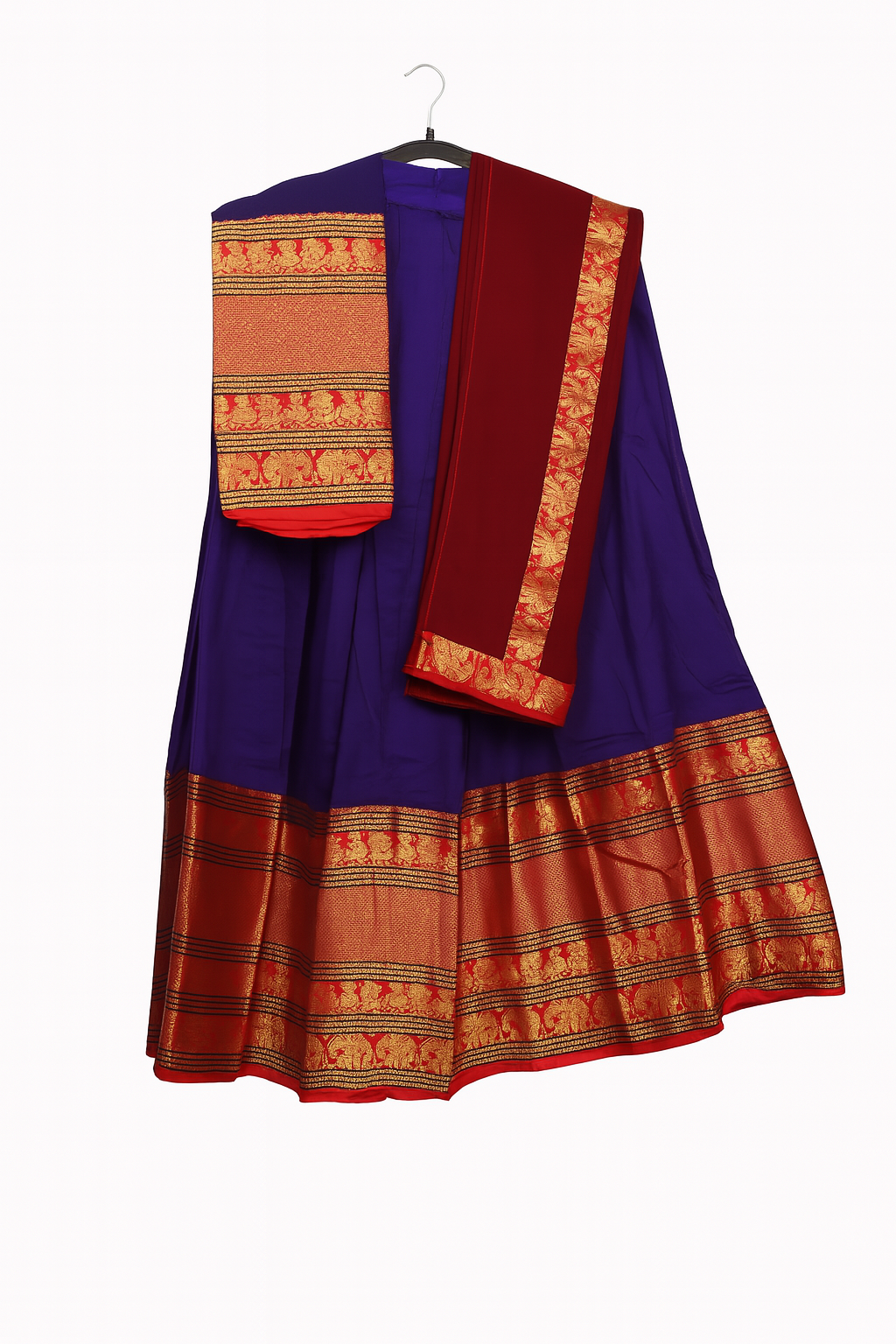 Blue + Maroon Half Saree (Narayanapet)