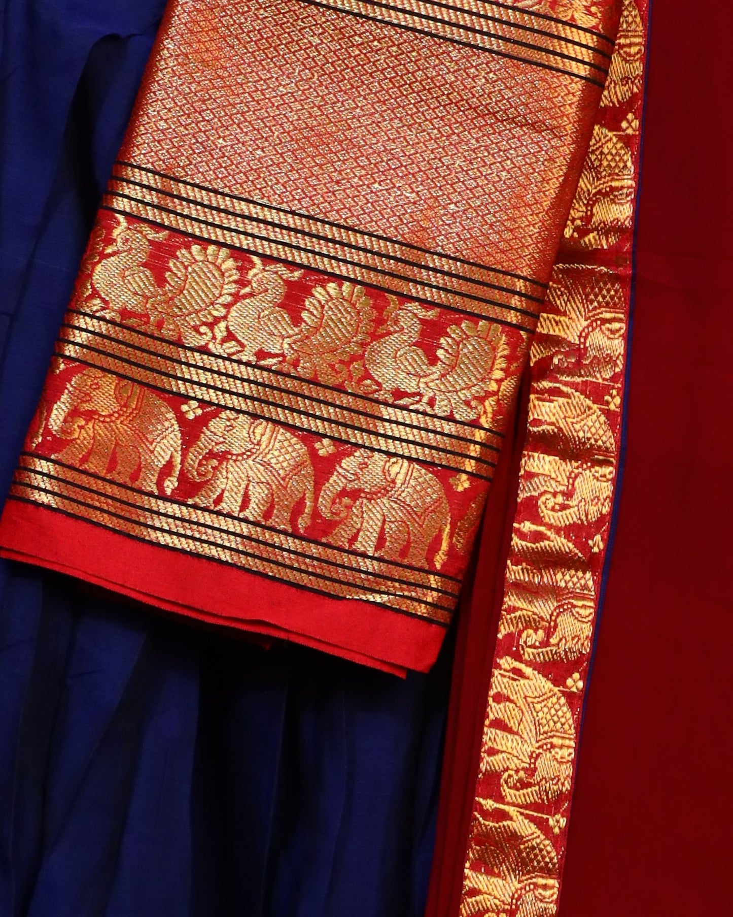 Blue + Maroon Half Saree (Narayanapet)