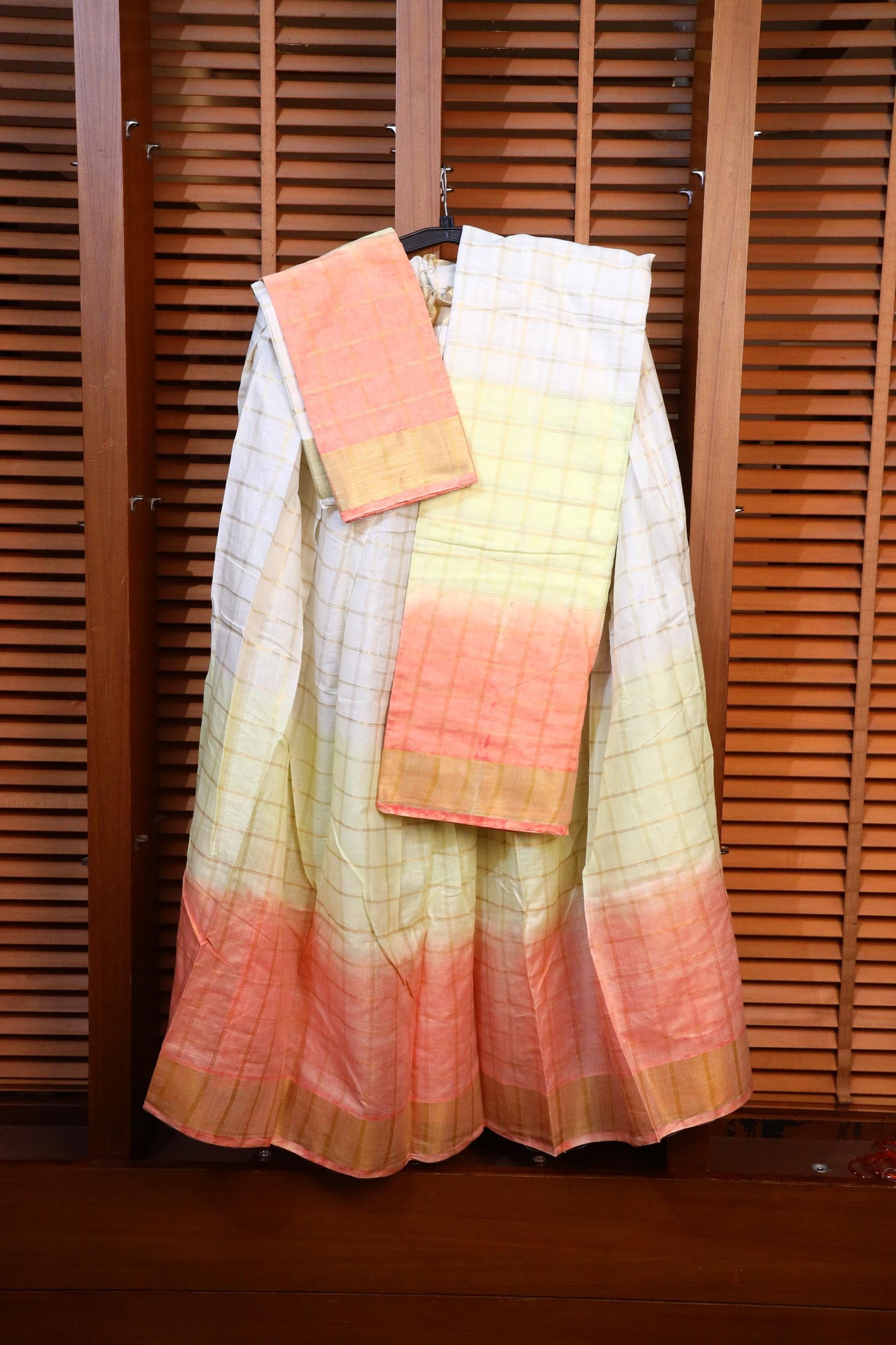 Peach + Yellow Half Saree