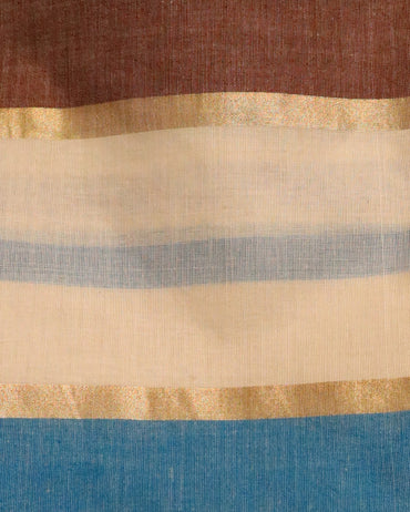Multicolour Brown + Blue Saree