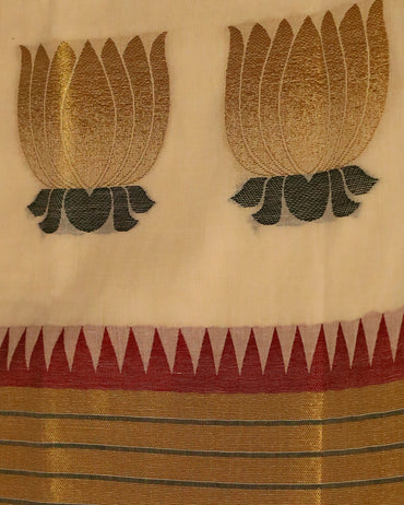 Lotus Saree - Green Brown