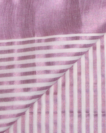 Violet + Silver Striped Saree