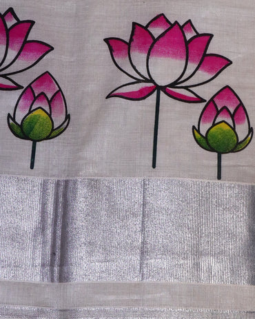 Printed Thamara Saree - Pink