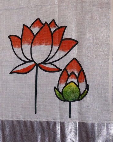 Printed Thamara Saree - Orange