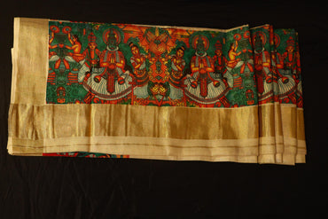 Kathakali + Golden Set Saree