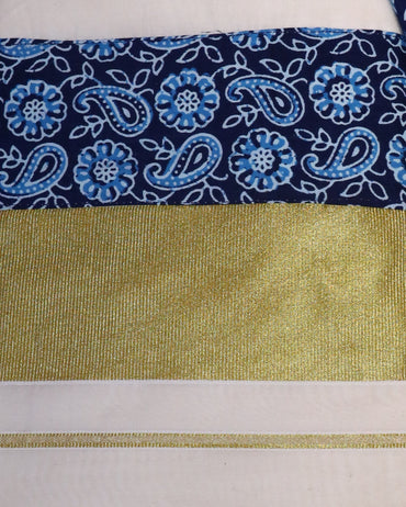 Indigo + Golden Saree