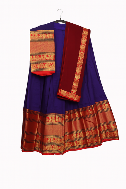 Blue + Maroon Half Saree (Narayanapet)