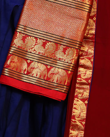 Blue + Maroon Half Saree (Narayanapet)